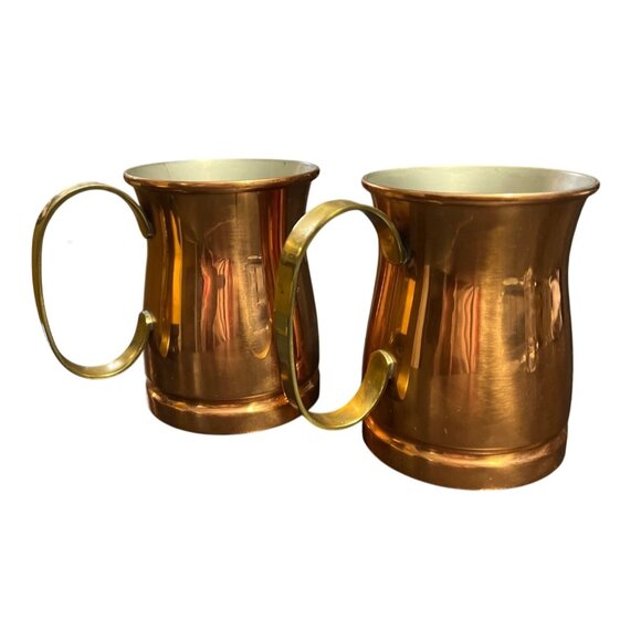 Vtg Solid Copper Brass Handles Mule Mugs Made in Japan Lot of 2 - Picture 2 of 7